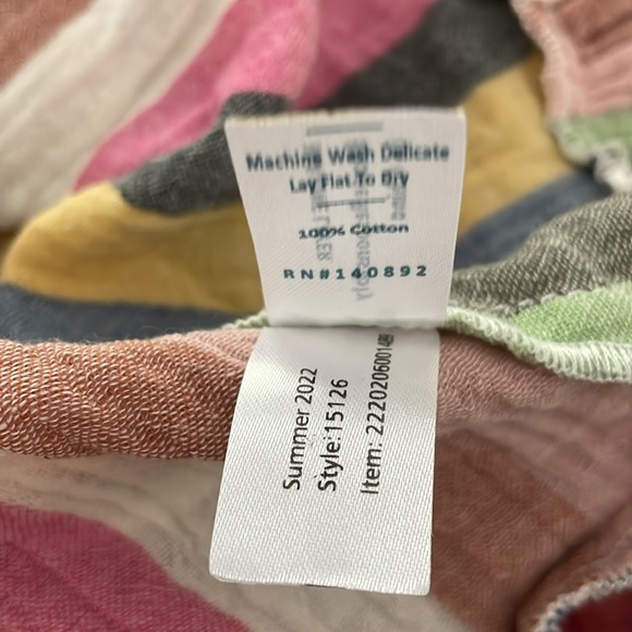 MARINE LAYER Shirley Rainbow Stripe Off Shoulder Ruffle Hem Mini Skirt Dress S - Picture 9 of 9